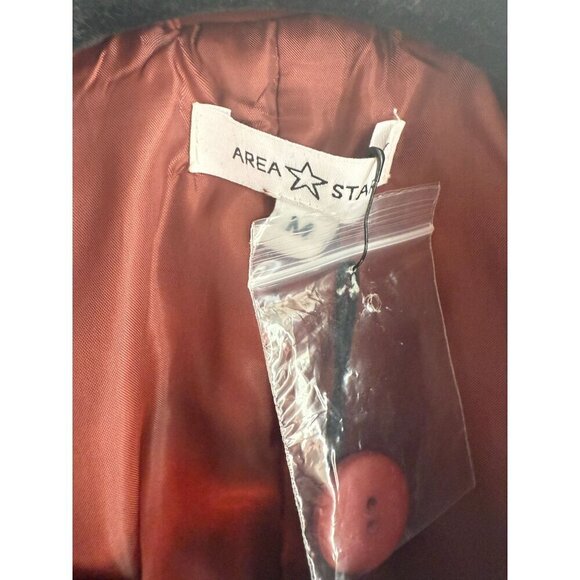 NWT Area Stars Brown Faux‎ Leather Double-Breasted Cropped Blazer Jacket - Picture 12 of 12